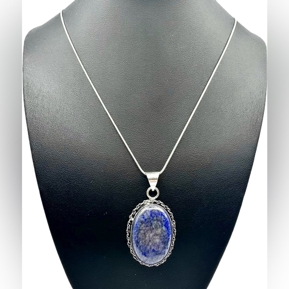 Sodalite Gemstone Pendant 925 Silver Plated NWOT